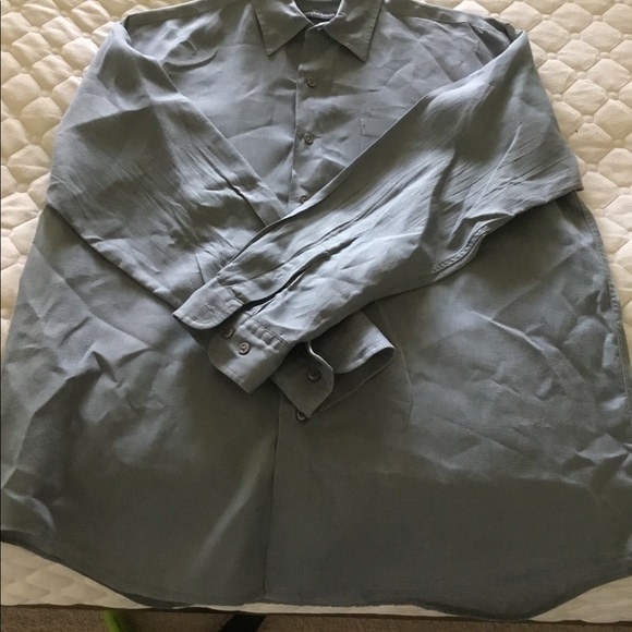 Men’s Long Sleeve Grey/Green Linen shirt. - Picture 2 of 4